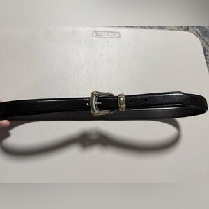 Fossil Black Leather Belt Silver Bamboo Buckle Size XL Extra Large Classic